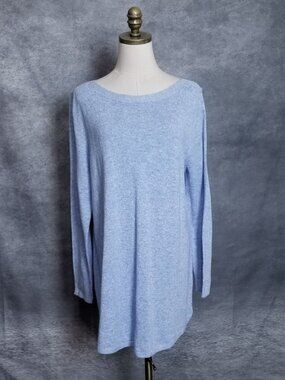 NWT Karen Scott Women Light Blue Heathered Boat Neck Tunic Sweater Size XL